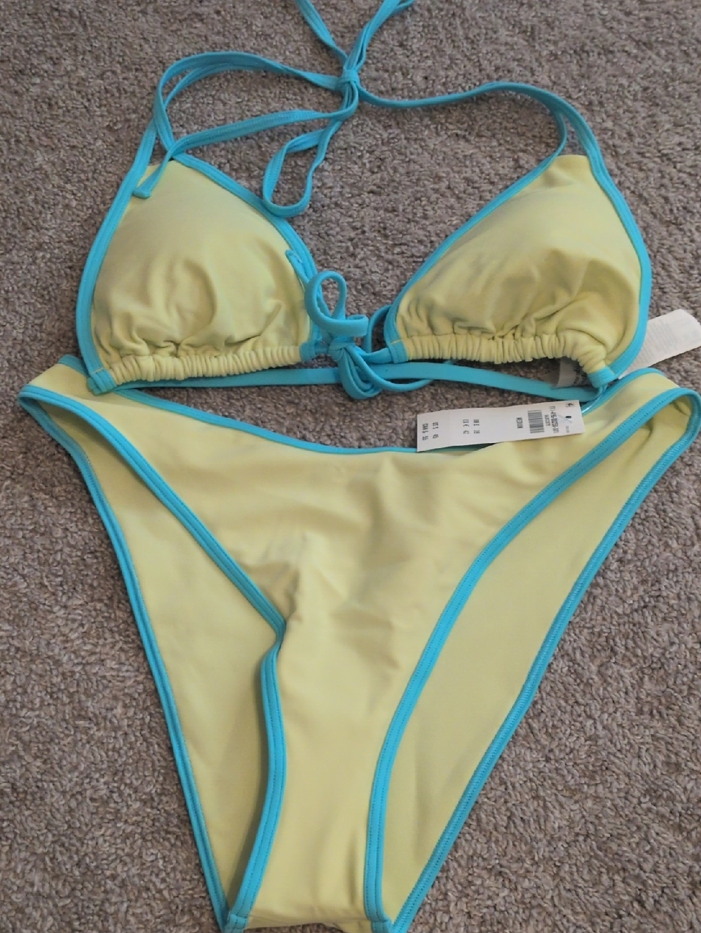 Abercrombie & Fitch Yellow Bikini with Turquoise Trim